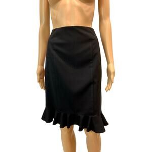 Trina Turk BLACK Pencil Skirt Flounce Hem | STRETCH | size 6